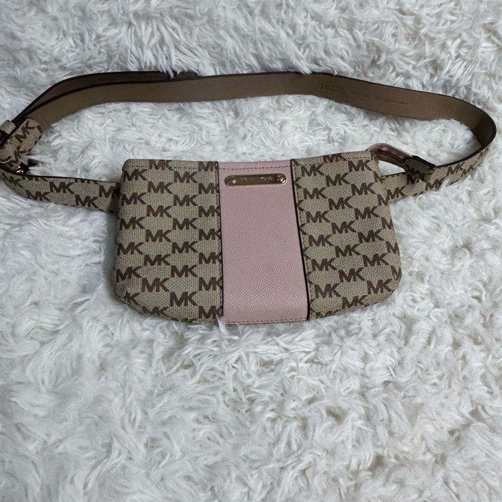 Michael Kors Tan and Pink Belt Fanny Pack Bag